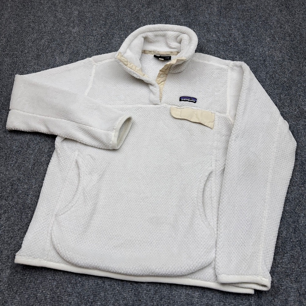 Patagonia Re-Tool Snap-T Pullover Women's M Raw Linen White X-Dye Fleece READ - Picture 1 of 11